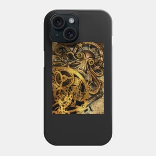 Time counter. Clockwork and octopus steampunk Phone Case