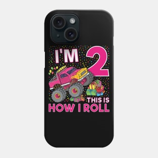 2nd Birthday Monster Truck Party Gift 2 Year Old Girl Phone Case