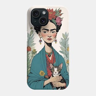 Frida's Floral Feline: Illustrated Tribute Phone Case