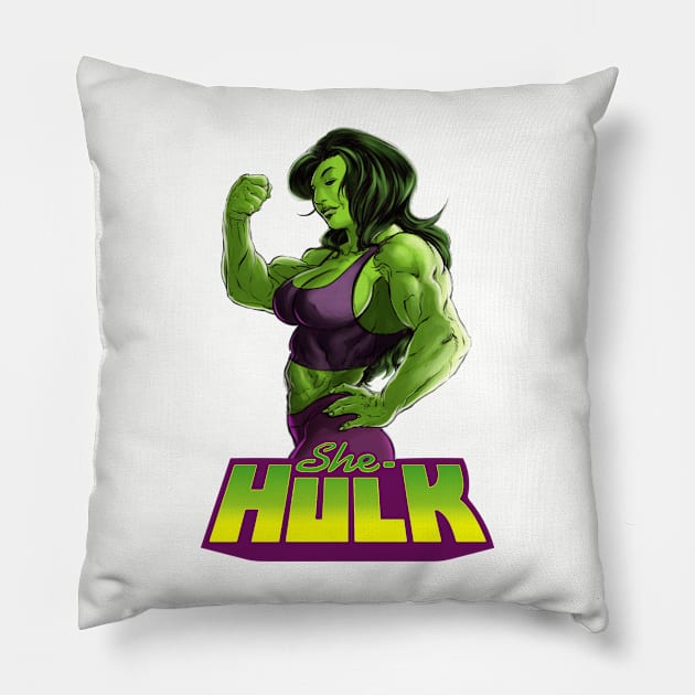 SHE-HULK Pillow by bi_sketch