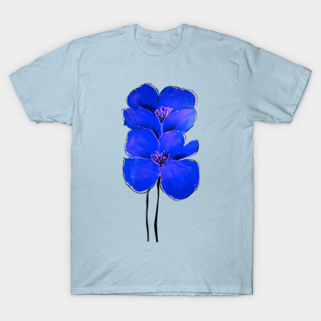Poppies Acrylic Painting Blue Spring Poppies T Shirt