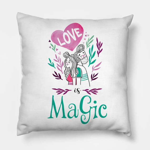 Love Is Magic Pillow by VintageArtwork