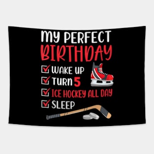 5 Year Old Ice Hockey Birthday Party 5Th Boy Bday Five Tapestry