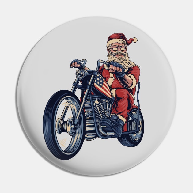 Vintage Santa Claus on a Motorcycle Pin by SLAG_Creative