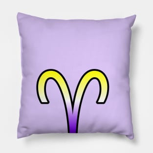 Aries Nonbinary Pride Symbol Pillow