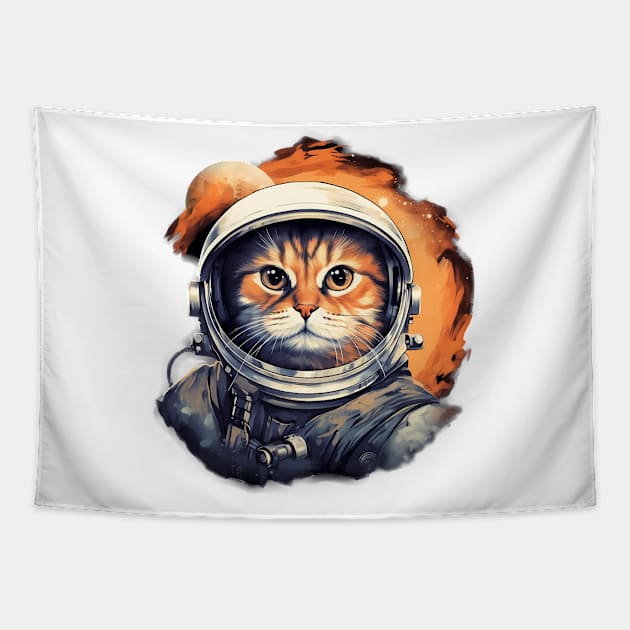 Astronaut Space Cat Tapestry by Purrestrialco