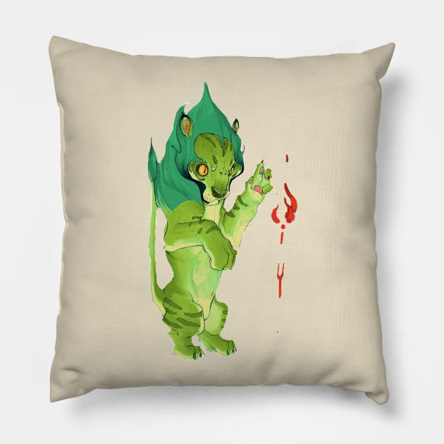 Green lion Pillow by yuvhermon