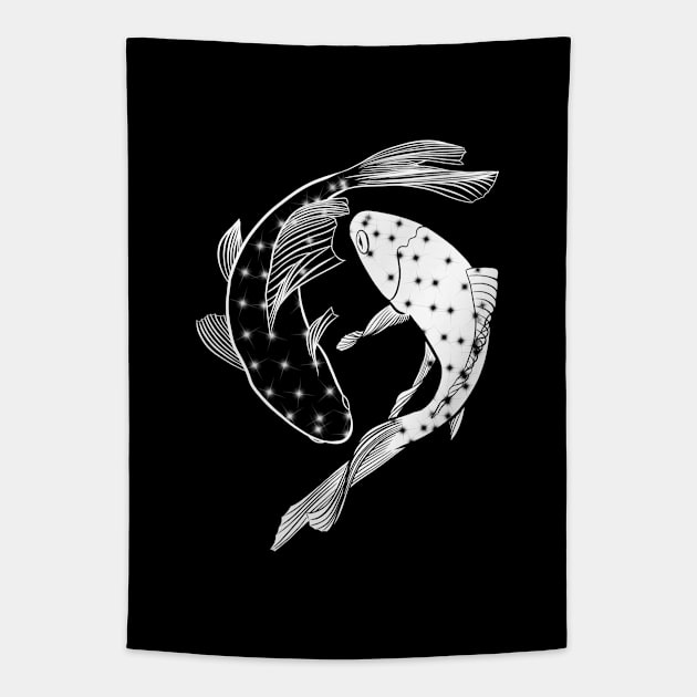 koi fish, japanese carps. Yin Yang Tapestry by Kuchinska design