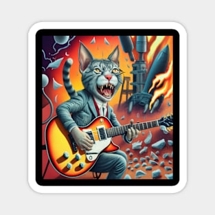 cat rocket demon guitar Magnet