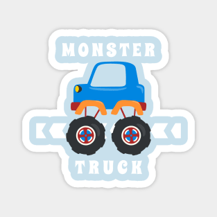 Vector illustration of monster truck with cartoon style. Magnet