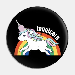 US Open Cute Tennis Racket Rainbow Unicorn Pin