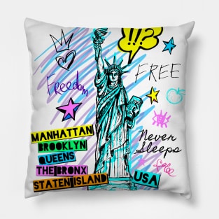 New York, American liberty, freedom. Cool t-shirt quote trendy fashion Pillow