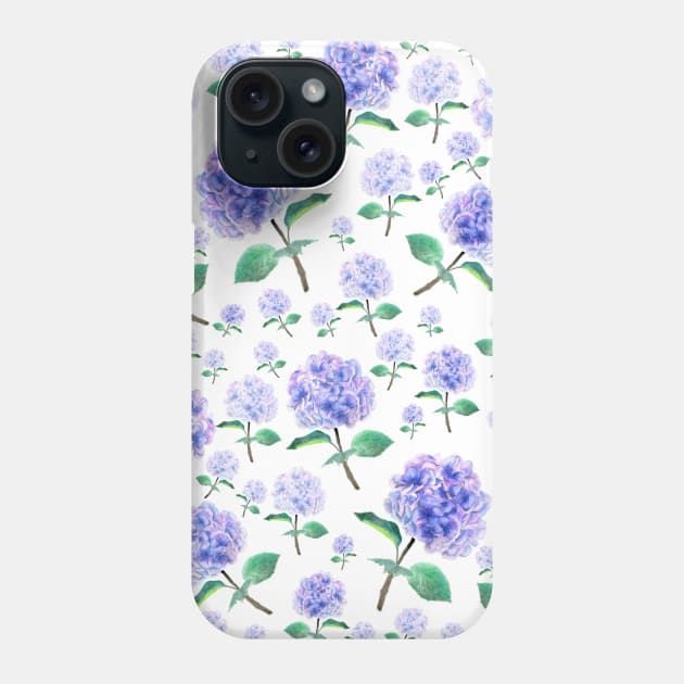 purple blue hydrangea pattern Phone Case by colorandcolor