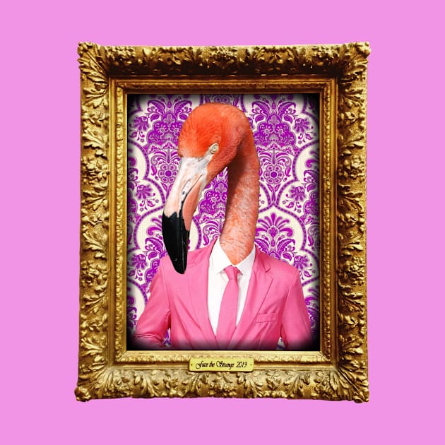 Flamingo Man in Vintage Frame by FaceTheStrange