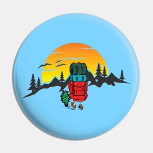 A Backpacker Has An Adventure To The Mountains Pin