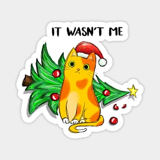 It Wasn't Me Christmas Cat Magnet