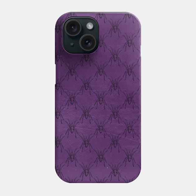 Creepy Crawly Spiders on Purple Phone Case by Wanderer Bat