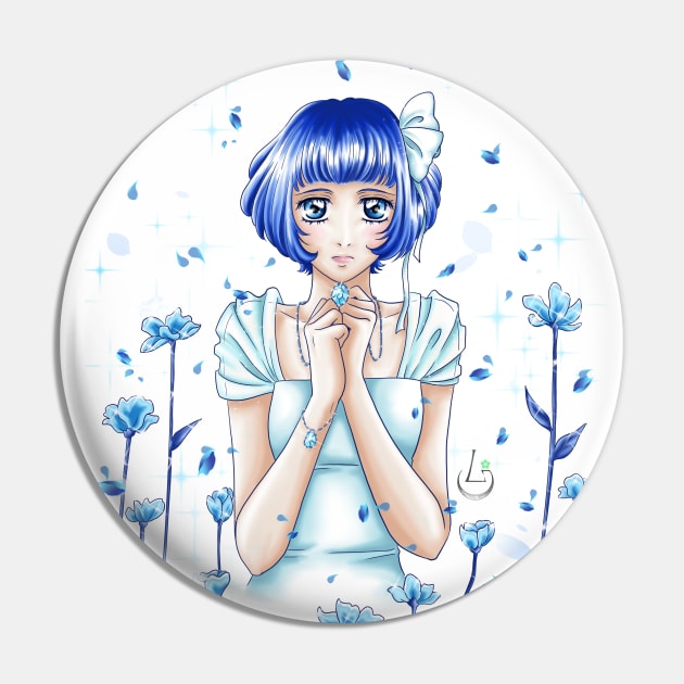 Crystal Blue Pin by AudreyWagnerArt