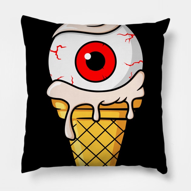 eyeball ice cream cone Pillow by BadDesignCo