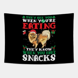 Christmas Dog Eating Snacks Tapestry