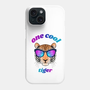 Cool tiger face with gradient glasses Phone Case