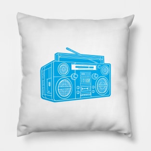 Boombox (White Lines + Cyan Drop Shadow) Analog / Music Pillow