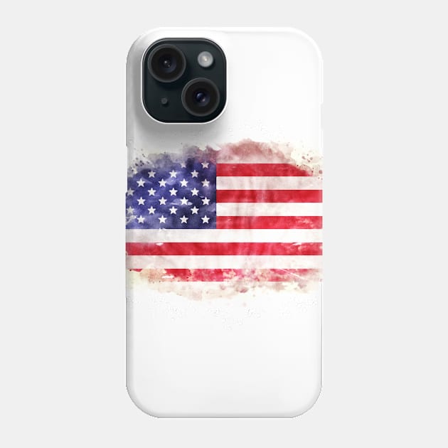 USA National flag watercolor artwork Phone Case by Naumovski