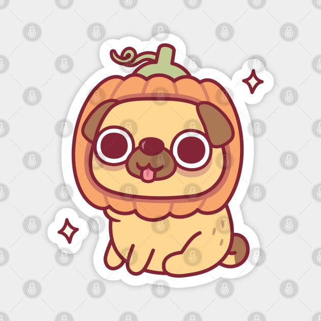 Cute Pug With Pumpkin Hat Funny Magnet by rustydoodle