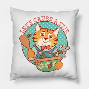 Let's Cause a Stir Cat and Mouse Pillow