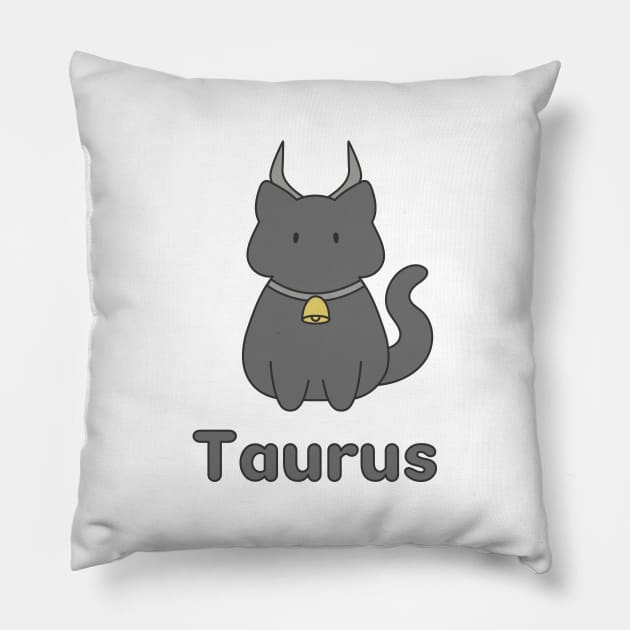 Taurus Cat Zodiac Sign with Text Pillow by artdorable