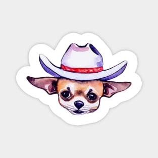 Cowboy Chihuahua Watercolour Magnet
