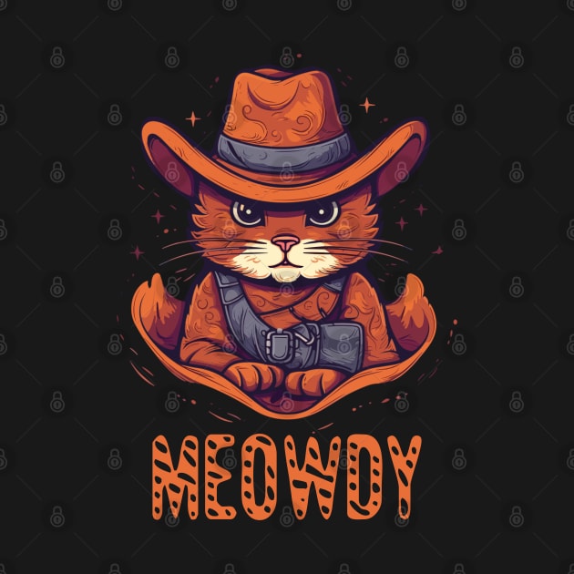 Funny Cat Cowboy Cowgirl Meow Howdy Meowdy by KsuAnn