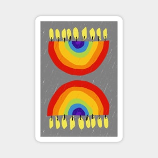 Rainbow Chanukiah Grey Print Magnet