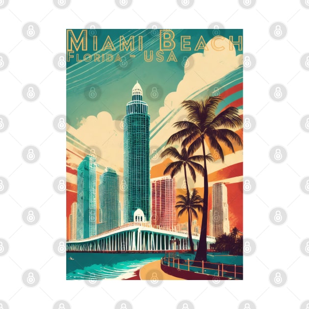 Travel Poster Miami Beach Vintage  Retro by POD24