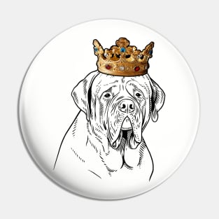 Mastiff Dog King Queen Wearing Crown Pin