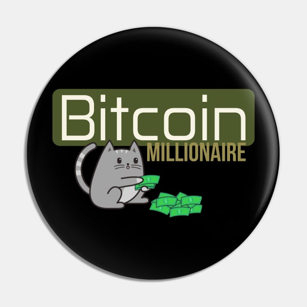 Bitcoin Millionare Cat Pin by Arend Studios