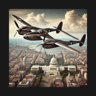 P-38 LIghtning Photo Rec Flying over D.C. T-Shirt