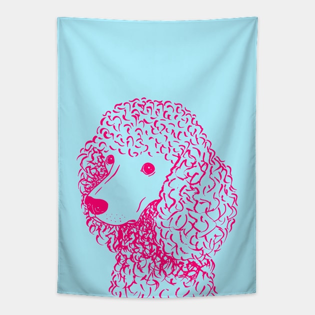 Poodle (Light Blue and Hot Pink) Tapestry by illucalliart