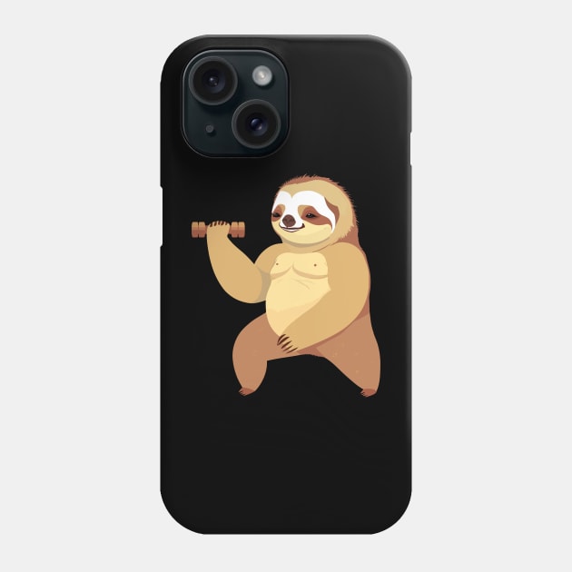 Sloth with a dumbbell Phone Case by aceofspace