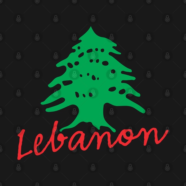 Lebanon Name with Lebanese Flag Cedar Tree Icon Design by QualiTshirt