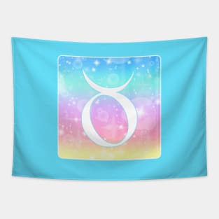 Taurus Horoscope Zodiac Unicorn Sparkle Square Monogram Tapestry