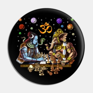 Shiva vs Ganesha Hindu Chess Pin