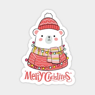 Merry Christmas a cute polar bear illustration Magnet