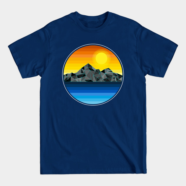 Synthwave Inspired Lakeside Mountain Grayscale - 1980s - T-Shirt