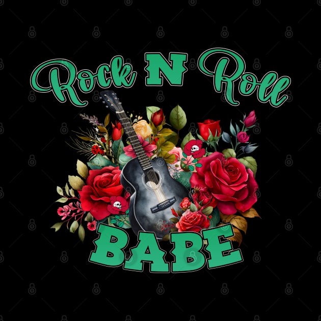 Rock and Roll Babe,Guitar and Roses by Merilinwitch