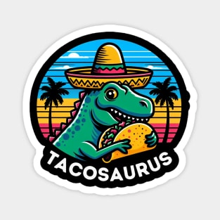 Retro Tacosaurus Taco Dinosaur T rex Funny Cinco de Mayo Magnet