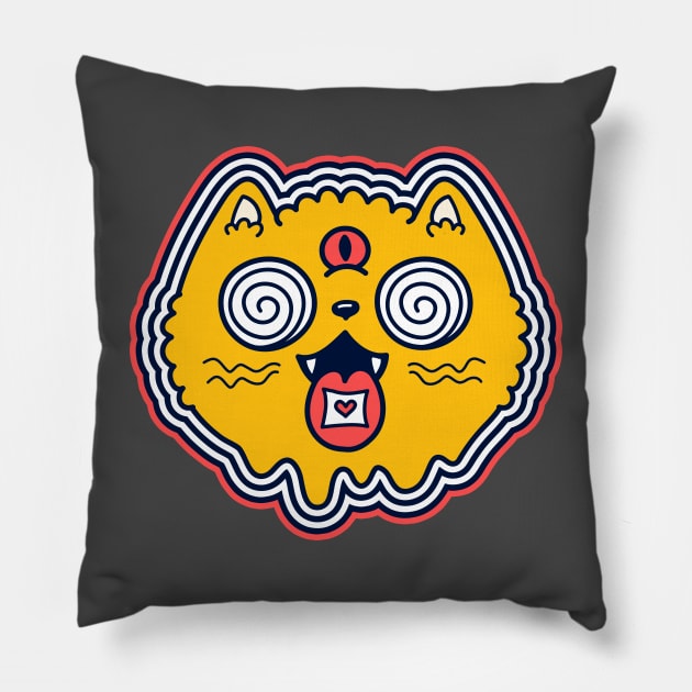 Hypnotic Cat Pillow by Weird Banana