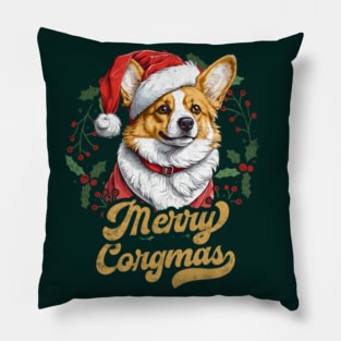 Merry Corgmas Christmas Corgi Santa Pillow
