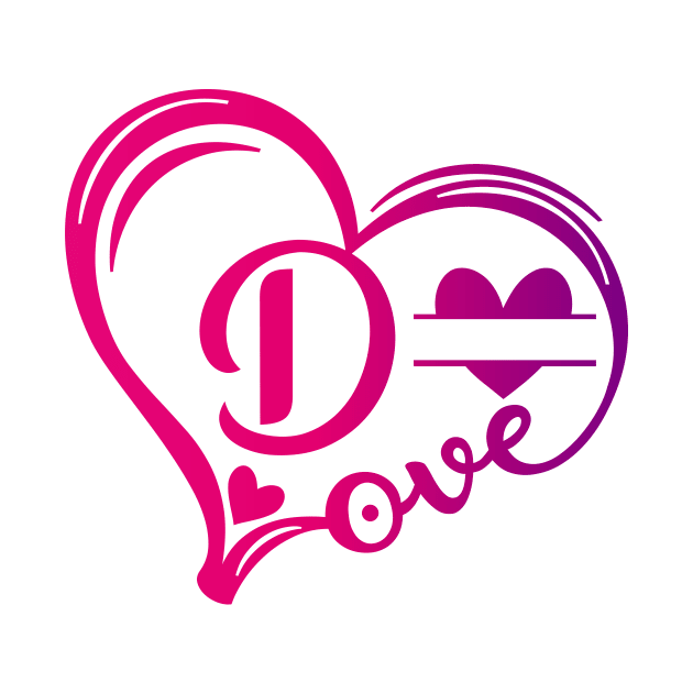 letter d monogram in the shape of love by Candy Store