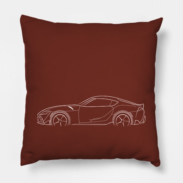 2020 Toyota GR Supra Mk5 - Profile stencil, white Pillow by mal_photography